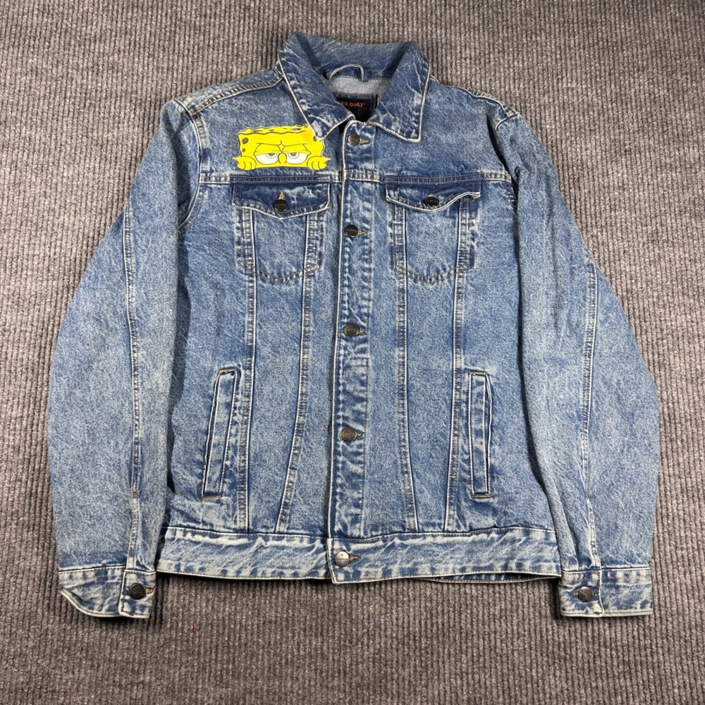 Members Only x Nickelodeon Spongebob Squarepants Denim Jacket Mens Large Blue